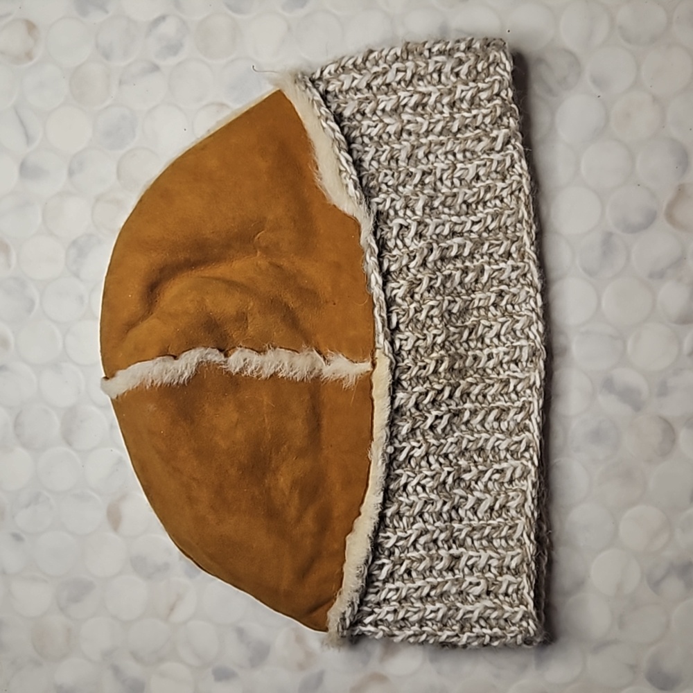 Shearling and wool hat